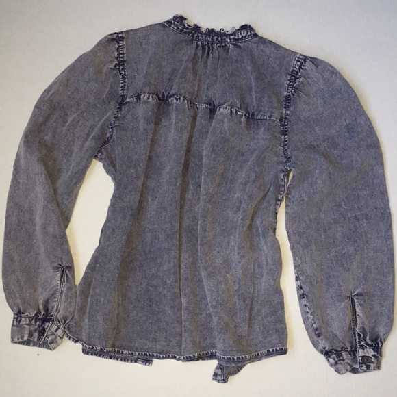 Rails Ruffle Neck Washed Indigo Blouse | Size XS - Picture 5 of 5